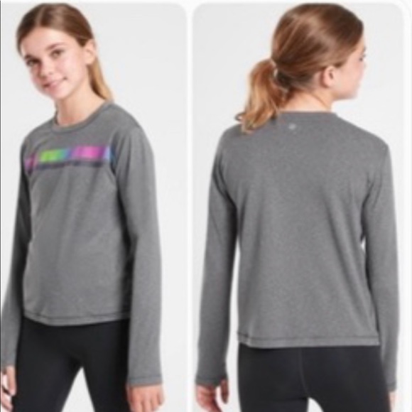 Athleta Other - ATHLETA GIRL-reflective stripe gray longsleeve NWT